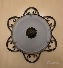 Plafoniera in VERO OTTONE con vetro satinato