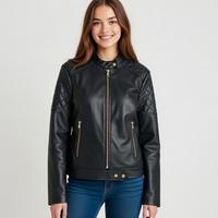 Giacca ecopelle modello chiodo taglia S nero 