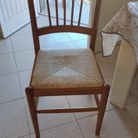6 sedie legno e paglia