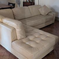 Divano in pelle primo fiore panna