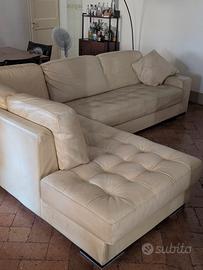 Divano in pelle primo fiore panna