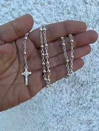 Rosario in metallo argentato idea Natale