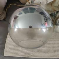 Coppia  lampadari  a sfera  argento  vetro moderni
