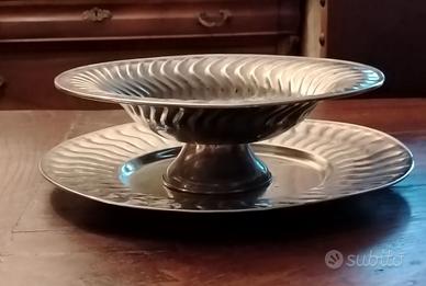 Alzata con piatto vintage,argento 1000