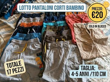 lotto pantaloni corti 4-5 anni