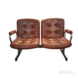 Panca/Poltrona doppia in acciaio e sky anni 70