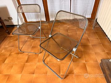 sedie anni 70 acciaio plexiglass fume' piegevoli