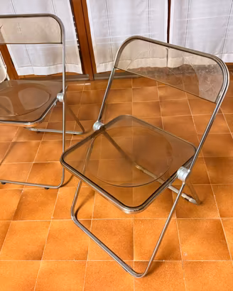 sedie anni 70 acciaio plexiglass fume' piegevoli
