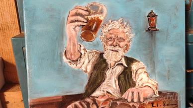 quadro il bevitore olio su tela 30x40 