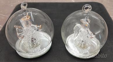 Sfere  in vetro con angelo in filigrana di vetro 