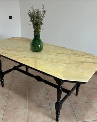 Tavolo vintage anni 50/60 con piano in marmo