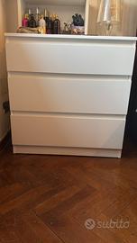 Cassettiera bianca 3 cassetti – stile moderno