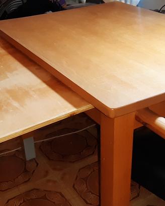 Tavolo cucina legno massicio con ripiano x impasto