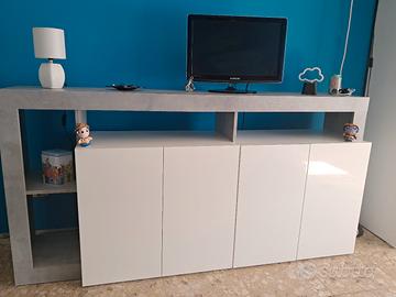 Vente-unique - Credenza 4 ante e 4 nicchie Bianco 