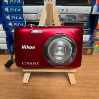 Nikon Coolpix S2600 + Batteria e cavo USB Rossa 📸