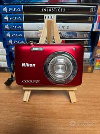 Nikon Coolpix S2600 + Batteria e cavo USB Rossa 📸
