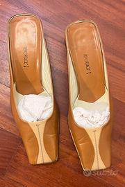 Scarpe con tacco in vero cuoio made in italy vinta