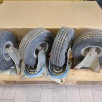 Set 4 ruote piene fisse e snodate diametro 26cm