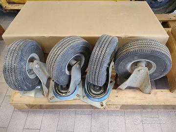 Set 4 ruote piene fisse e snodate diametro 26cm