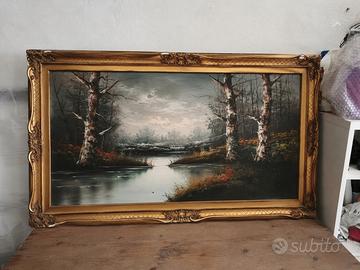 Quadro dipinto a mano cornice dorata 
