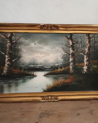 Quadro dipinto a mano cornice dorata 