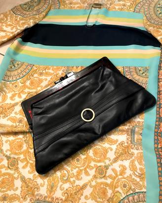 Borsa a mano pochette blu-Vera Pelle alta qualità