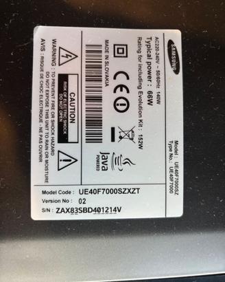 Samsung UE40F7000 smart tv ricambi