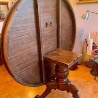 TAVOLO legno intarsiato TONDO ‘a vela’ diam.145 cm