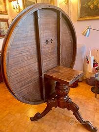 TAVOLO legno intarsiato TONDO ‘a vela’ diam.145 cm