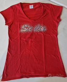 T-shirt rossa scollo V Sicilia