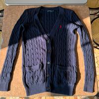 Cardigan Polo Ralph Lauren blu navy a trecce