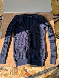 Cardigan Polo Ralph Lauren blu navy a trecce