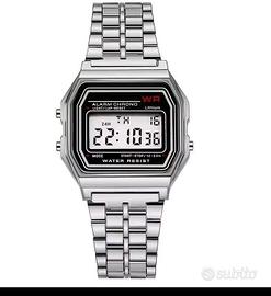 Orologio vintage stile Casio argento