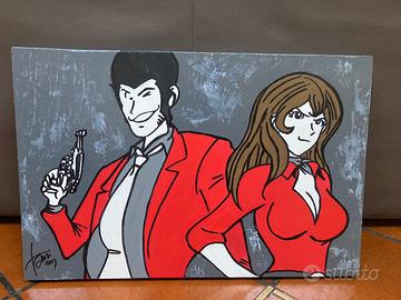 Dipinto a mano arte moderna "Lupin e Margot"