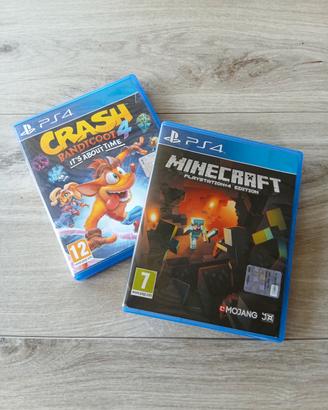 giochi Crash Bandicoot 4  e Minecraft