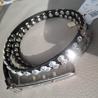 Cintura donna vernice nera con strass