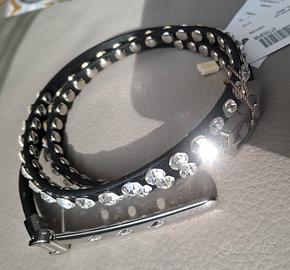 Cintura donna vernice nera con strass