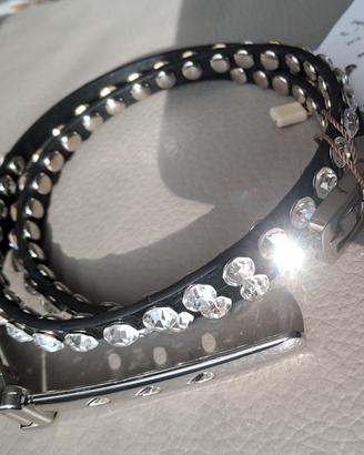 Cintura donna vernice nera con strass