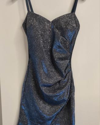 Abitino donna glitter blu/argento
