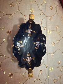 Alzata centrotavola DERUTA  vintage, cobalto e oro
