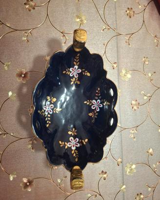 Alzata centrotavola DERUTA  vintage, cobalto e oro
