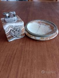 set vintage '70 accendino  e posacenere in onice