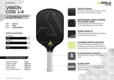Pickleball - JOOLA Vision + 2 Grip White Ridge