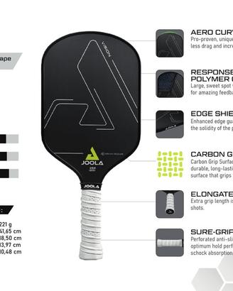 Pickleball - JOOLA Vision + 2 Grip White Ridge