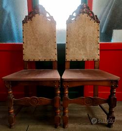 Sedie antiche legno viso angelo 