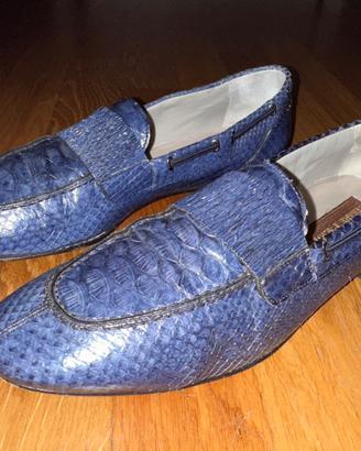 Cesare Paciotti mocassino in pitone blu