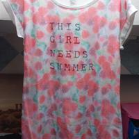 Camicia notte estiva fiori rosa