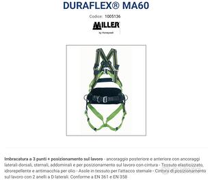 Imbracatura duraflex miller  a 3 punti