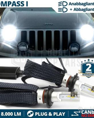 Kit LED H4 per Fari JEEP COMPASS Luci CANbus 6500K