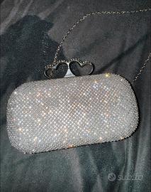 Pochette brillantinata argento